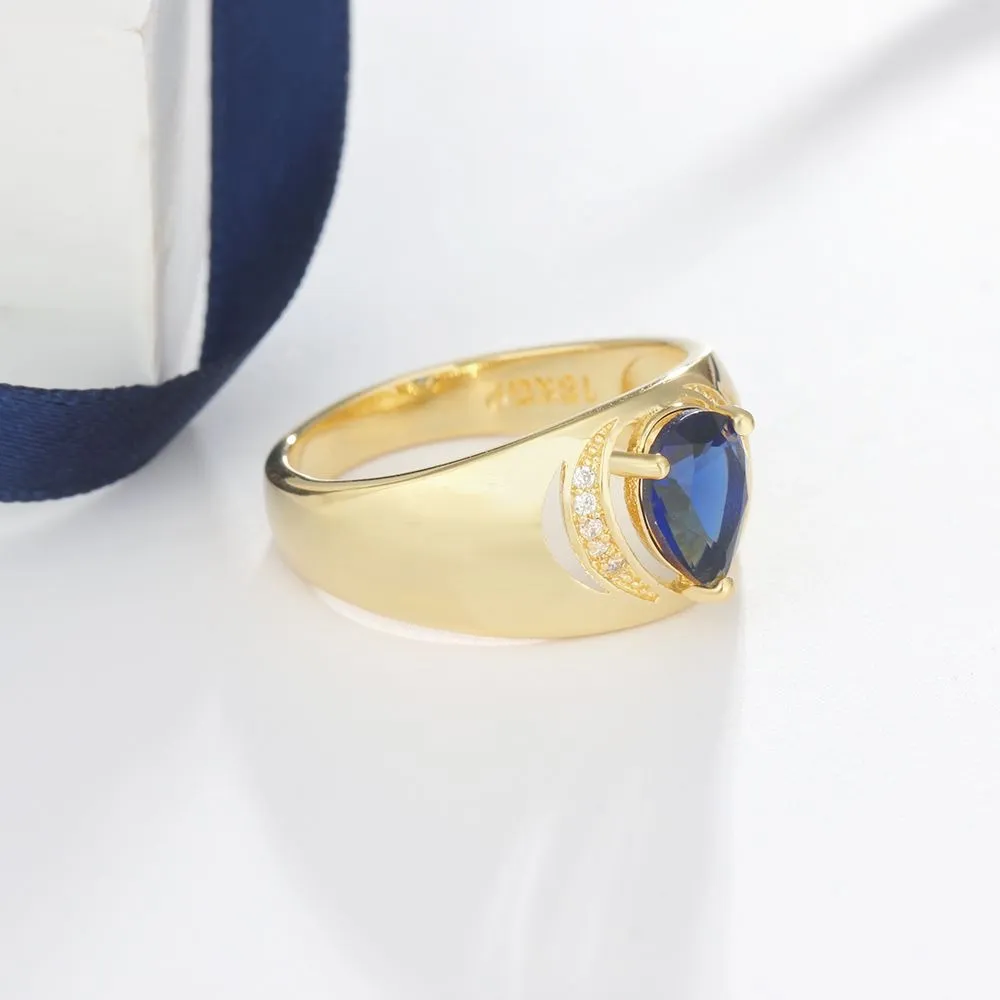 Blue Cubic Zirconia Golden Rings For Women