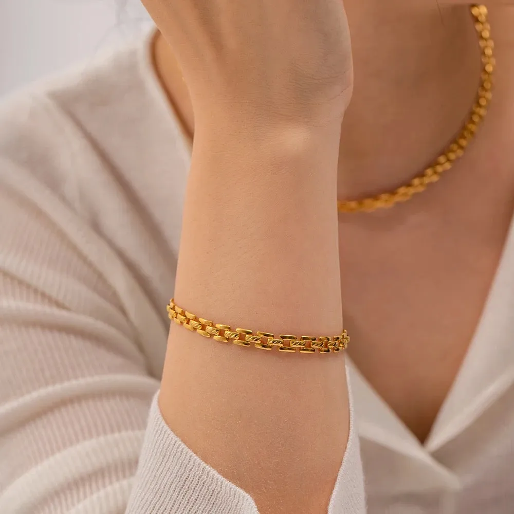 Boho & Mala 6mm 18k Gold Plated Stainless Steel Bracelet