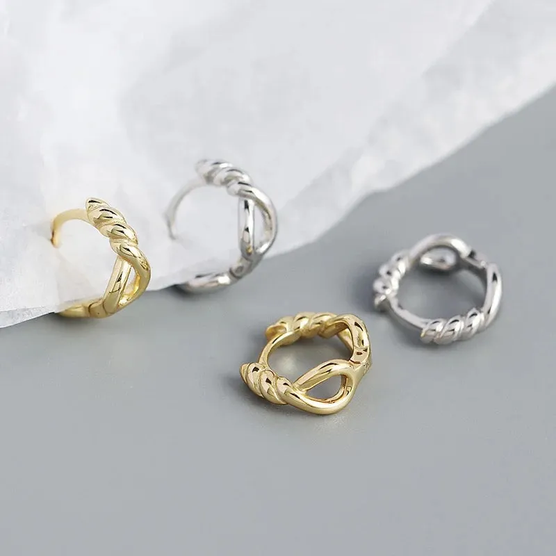Boho & Mala Chain Huggies Sterling Silver Hoop Earrings DE100099