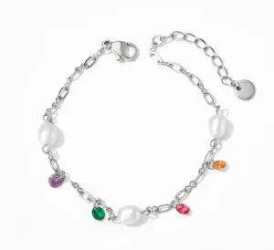 Boho & Mala Colouful Pearl Chain Stainless Steel Bracelet