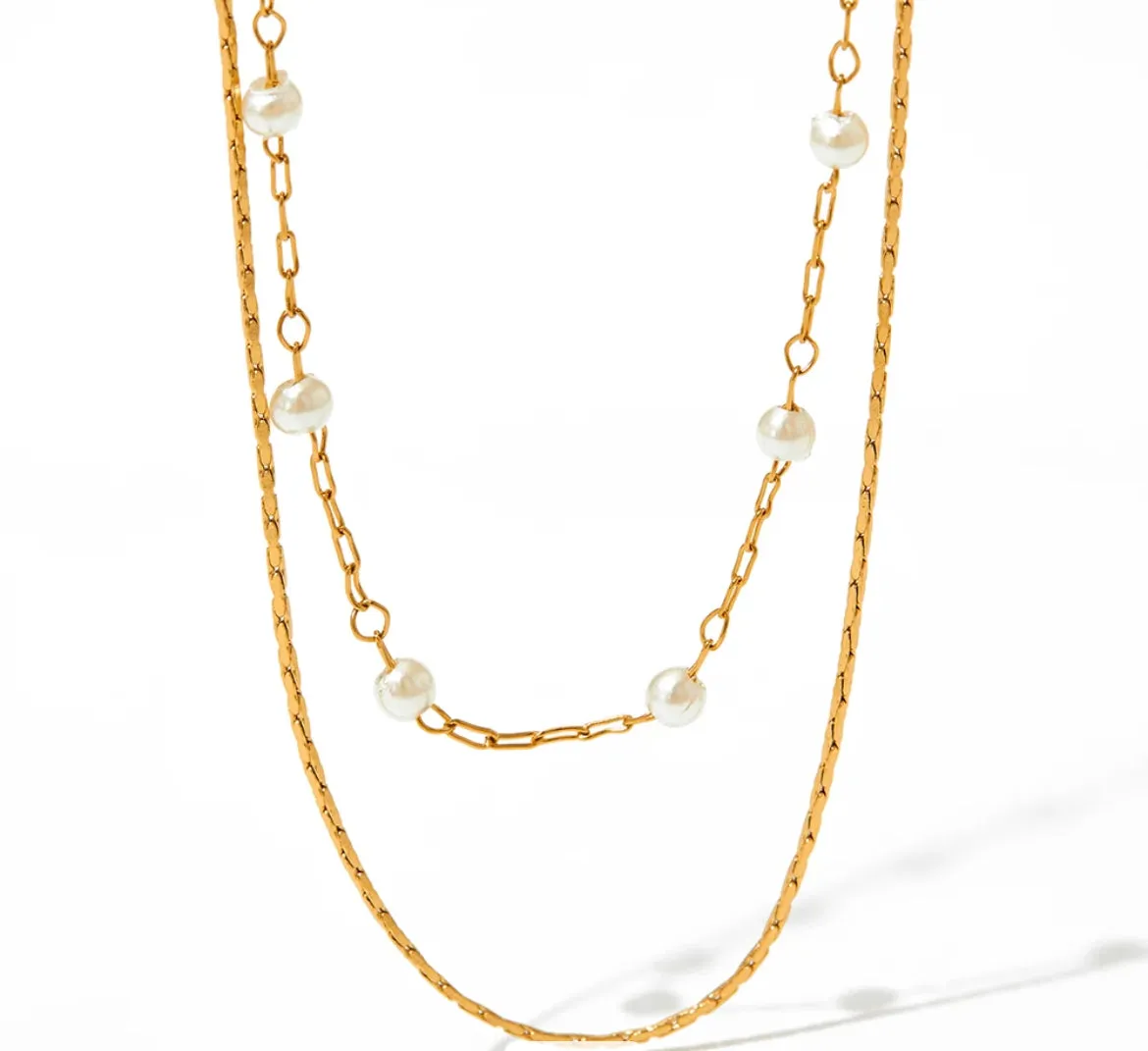 Boho & Mala Double Stainless Steel/18k Gold Plated Necklace