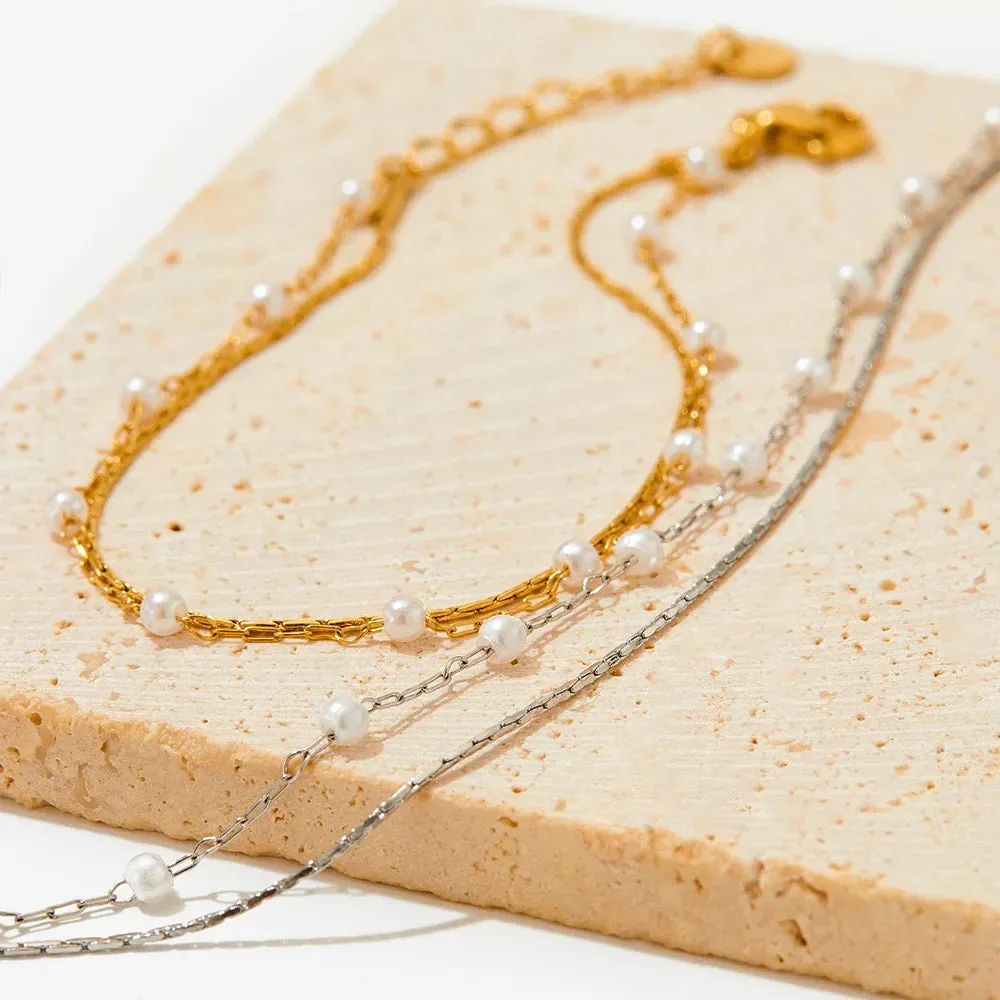 Boho & Mala Double Stainless Steel/18k Gold Plated Necklace