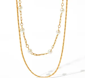 Boho & Mala Double Stainless Steel/18k Gold Plated Necklace
