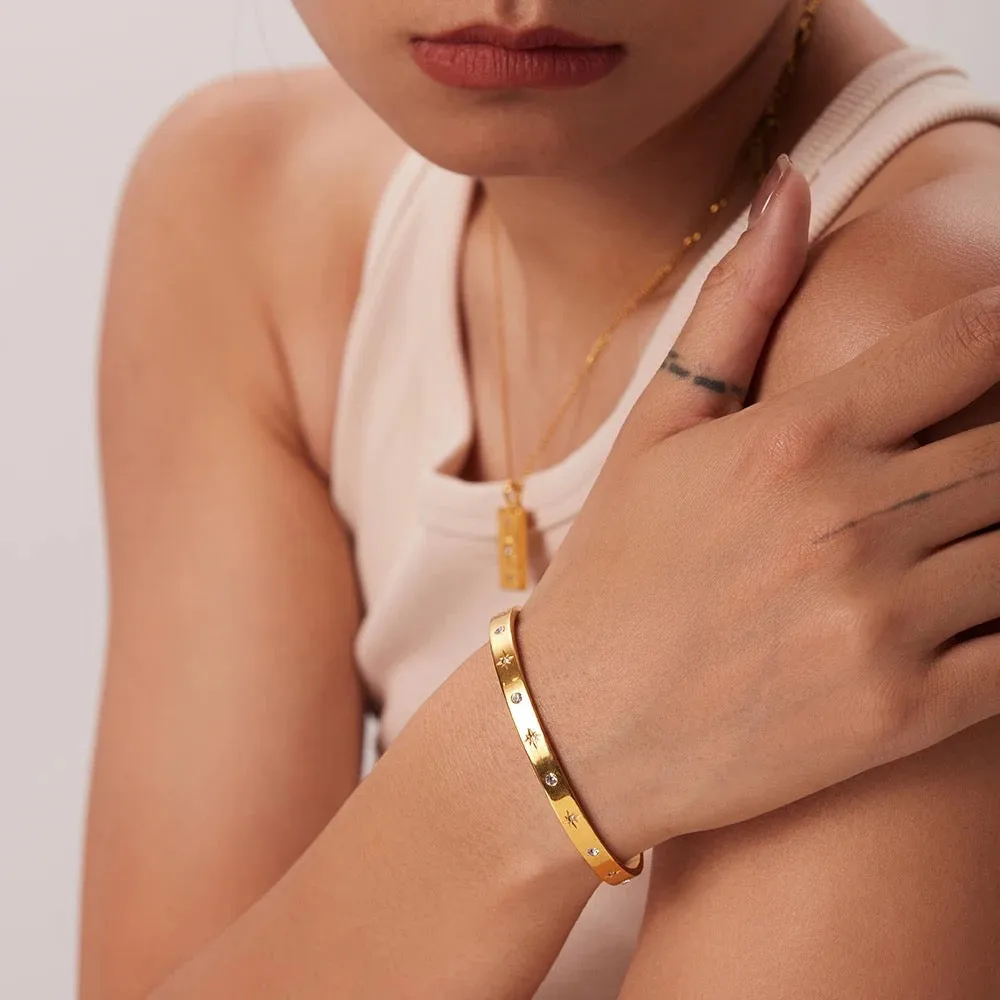 Boho & Mala Gold Cuff Bracelet