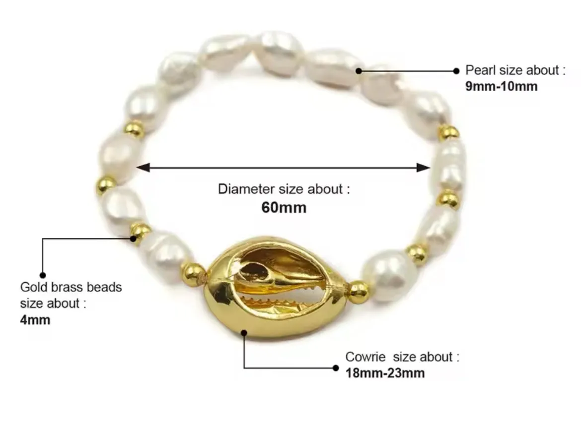 Boho & Mala Shell & Freshwater Pearl Bracelet