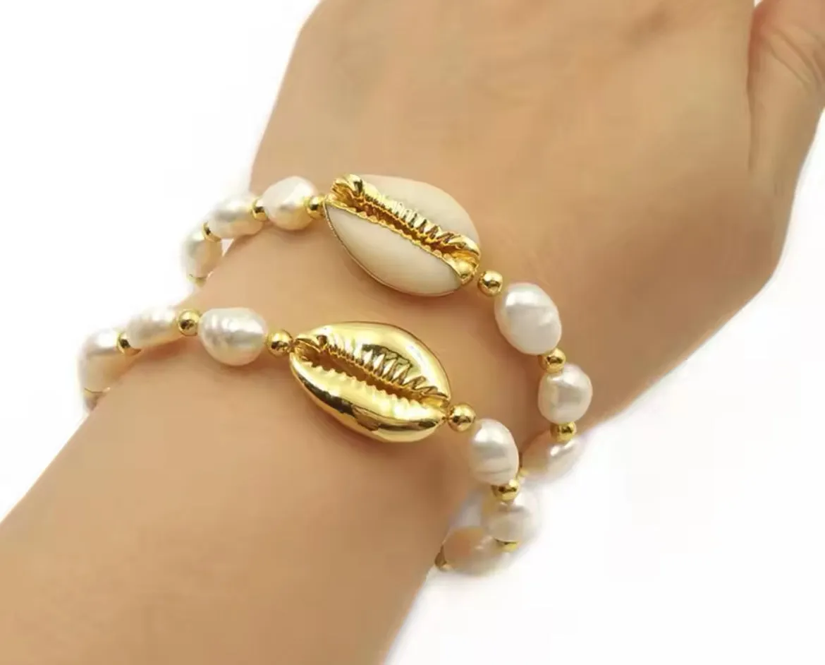 Boho & Mala Shell & Freshwater Pearl Bracelet