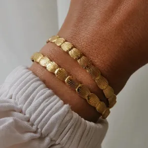 Boho & Mala Shell Gold Plated Stainless Steel Cuff Bracelet