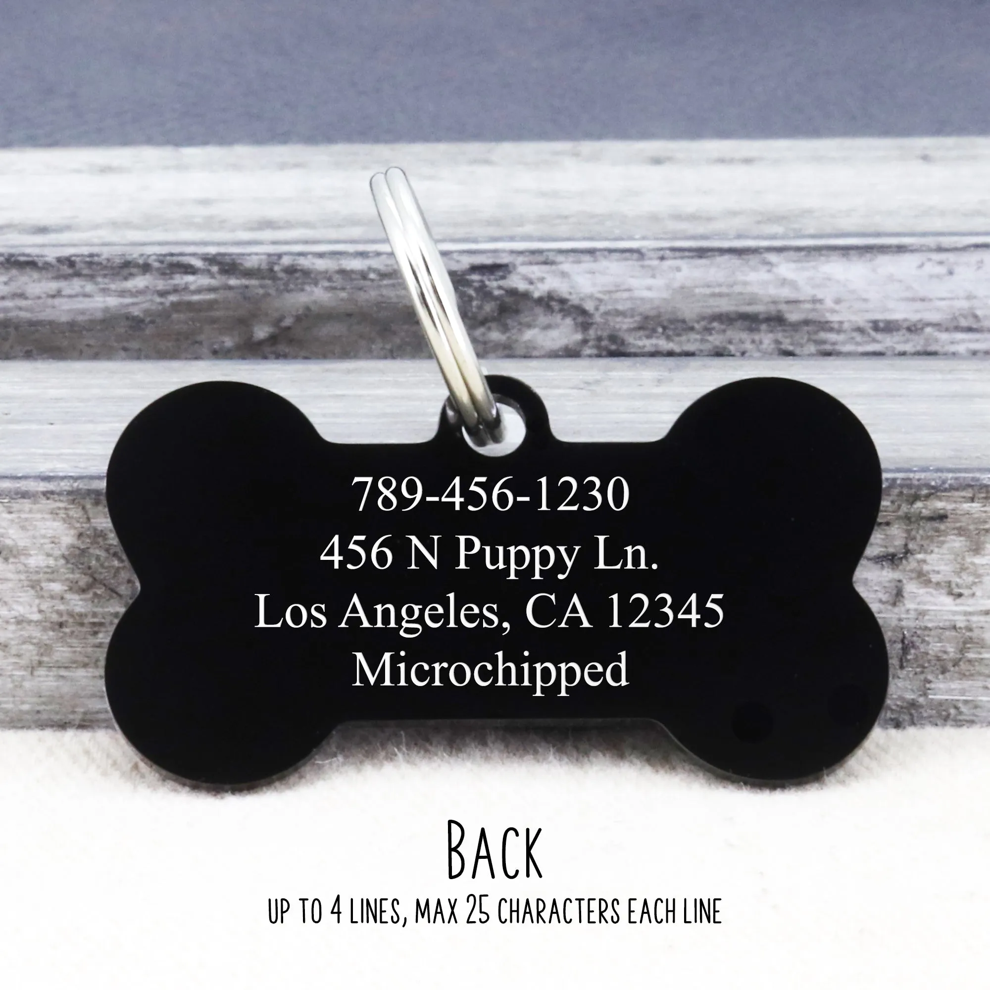 Bone Shape Tag with Floral Design
