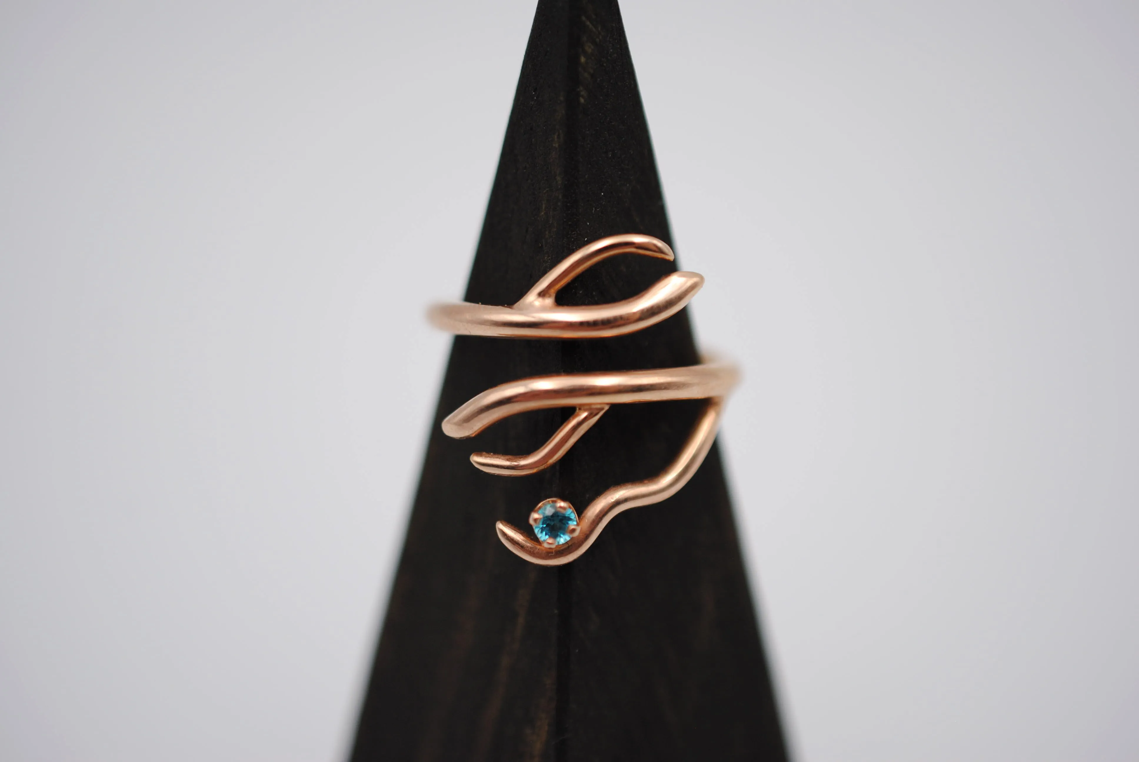 Branching Rose Gold Roots Ring with a Pariaba Topaz Gemstone