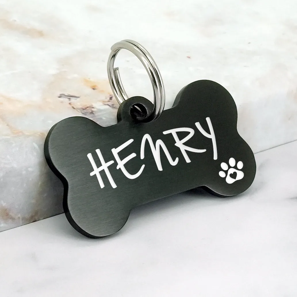 Brushed Bone Shape Dog Tag
