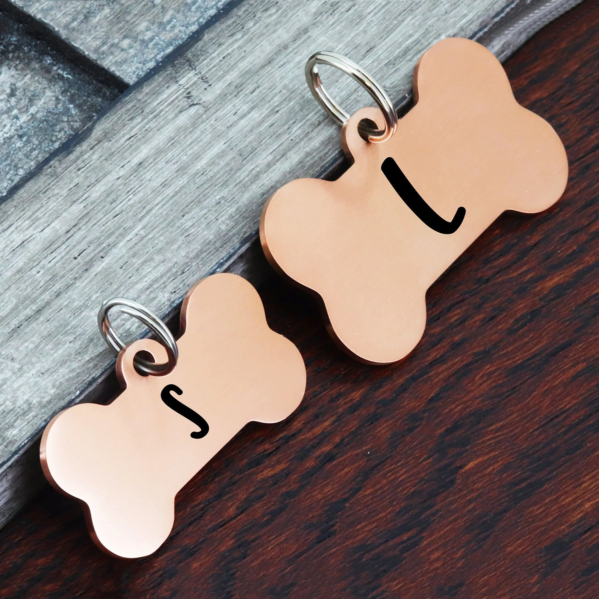 Brushed Bone Shape Dog Tag