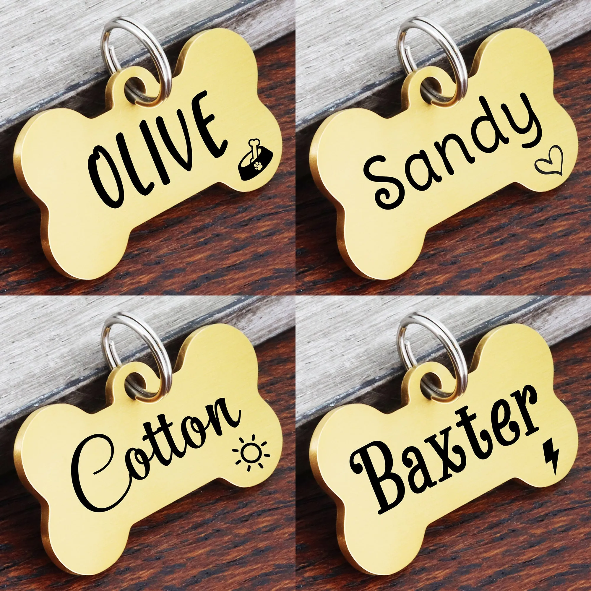 Brushed Bone Shape Dog Tag