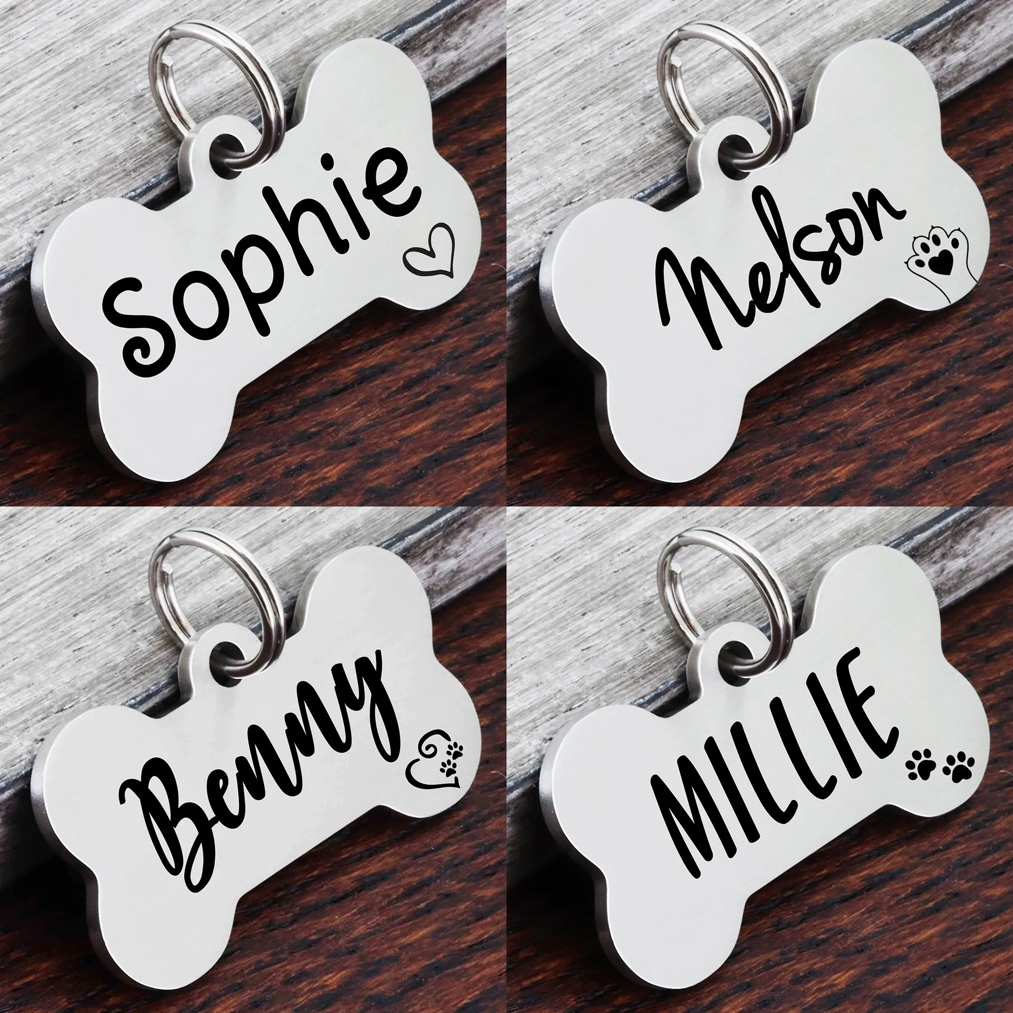 Brushed Bone Shape Dog Tag