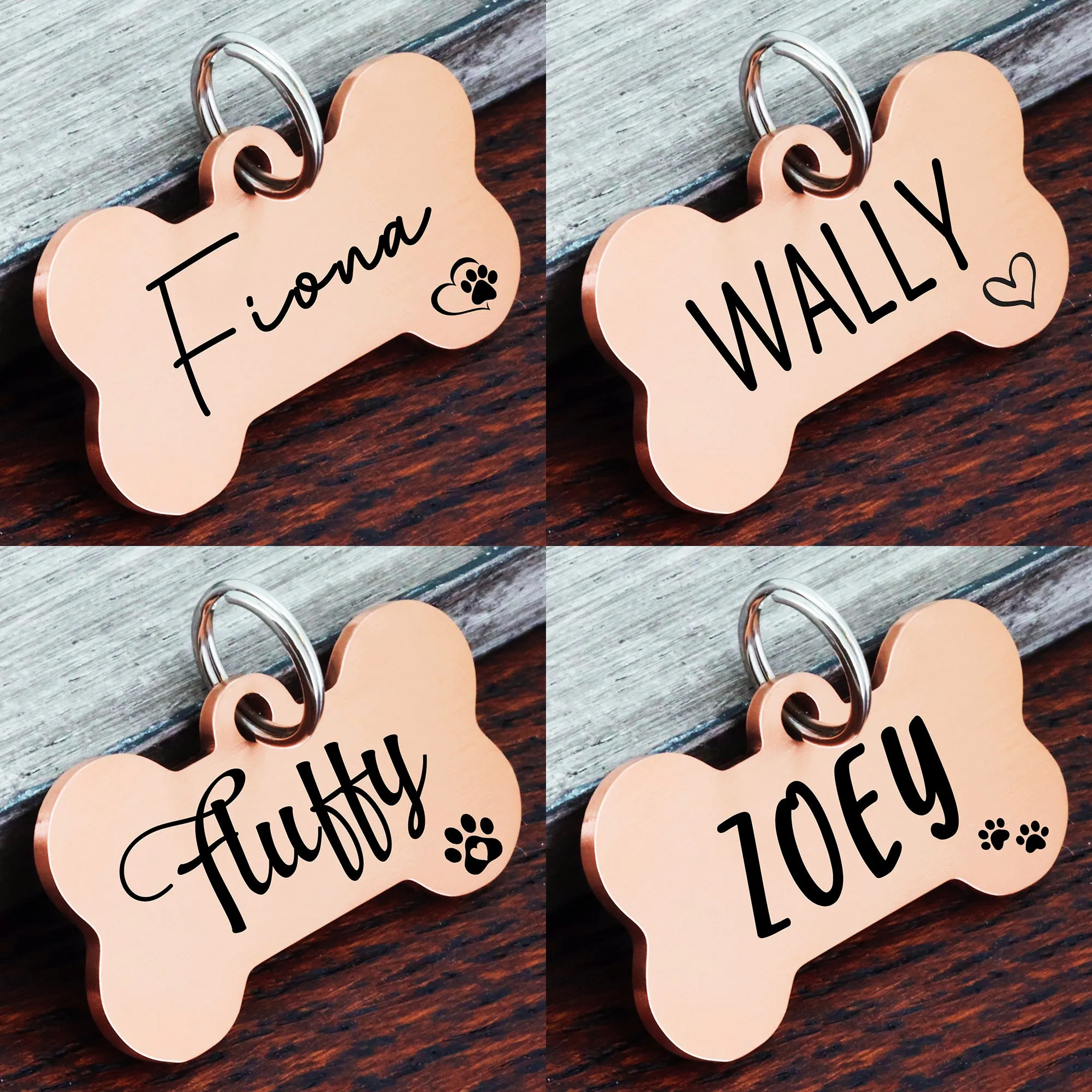 Brushed Bone Shape Dog Tag