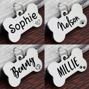 Brushed Bone Shape Dog Tag