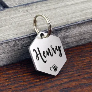 Brushed Hexagon Shape Dog Tag