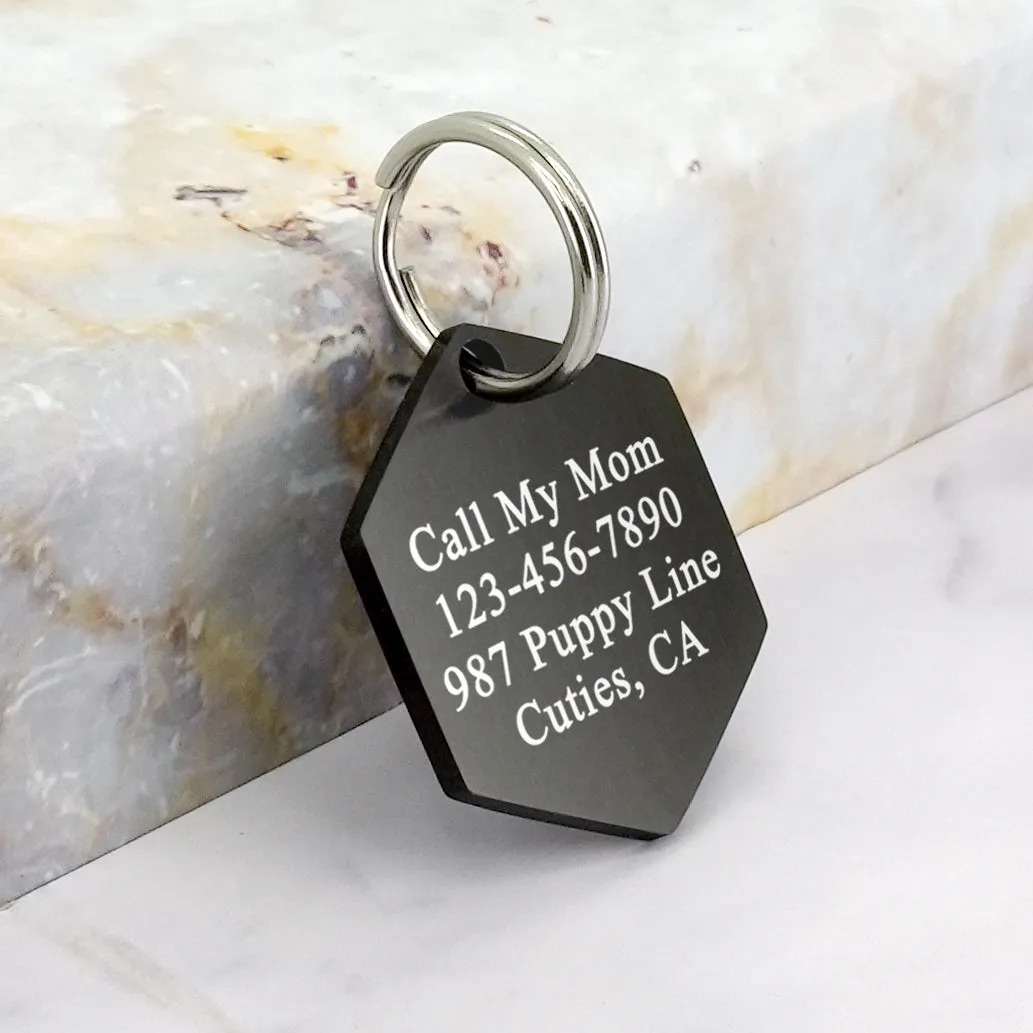 Brushed Hexagon Shape Dog Tag