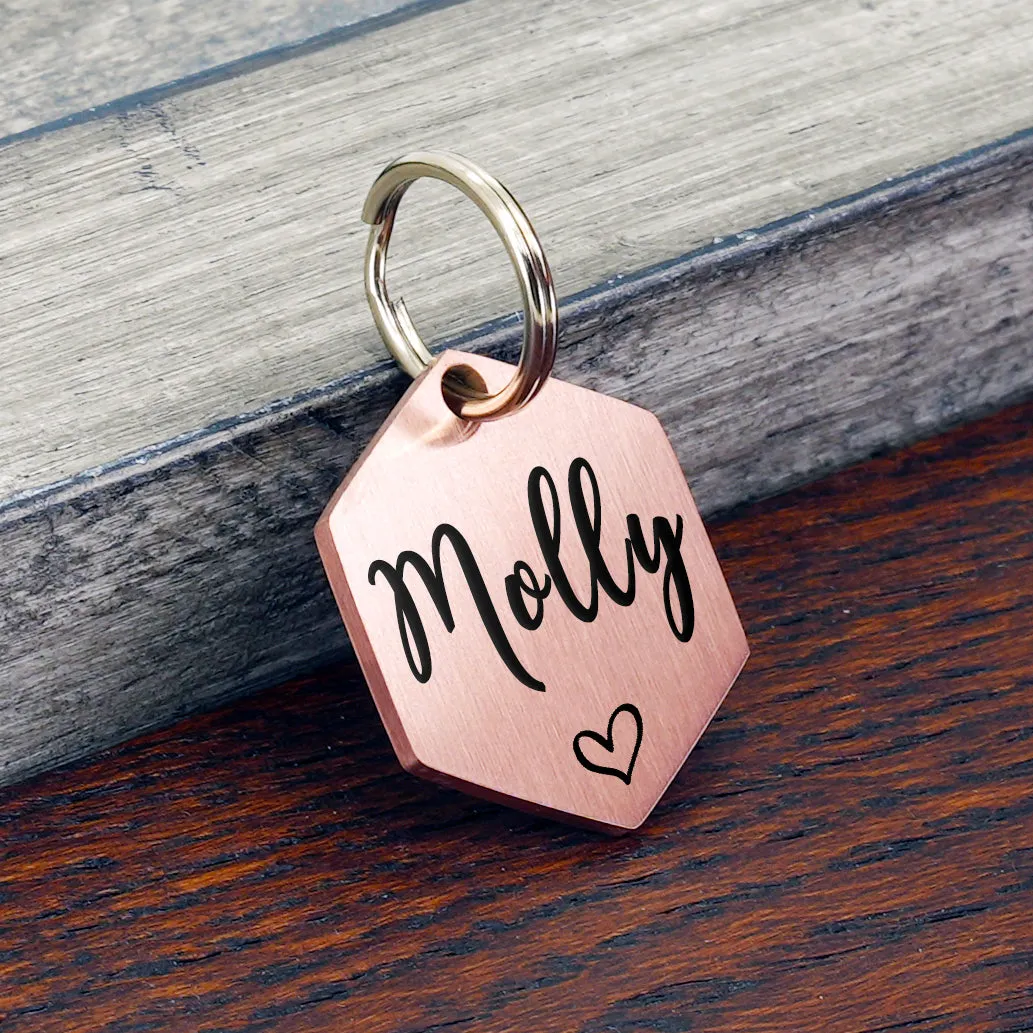 Brushed Hexagon Shape Dog Tag
