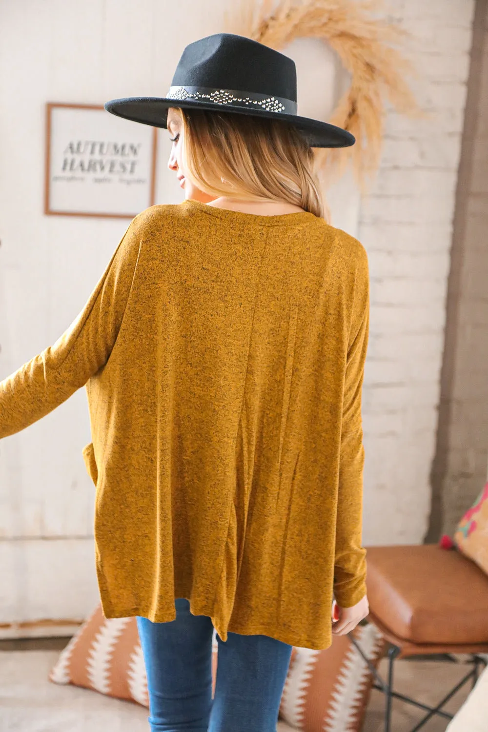 Butterscotch Hacci Two Tone Dolman Sweater Top