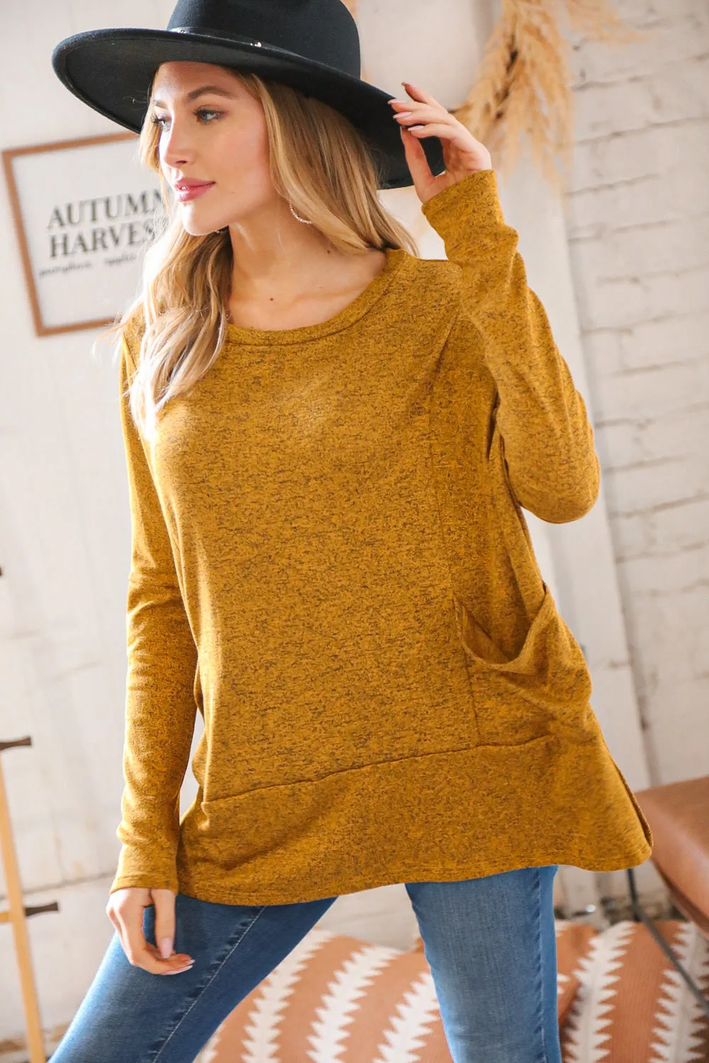 Butterscotch Hacci Two Tone Dolman Sweater Top