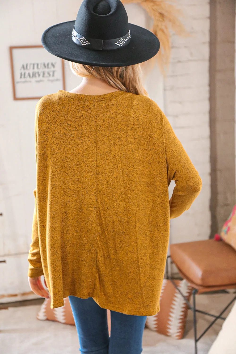 Butterscotch Hacci Two Tone Dolman Sweater Top