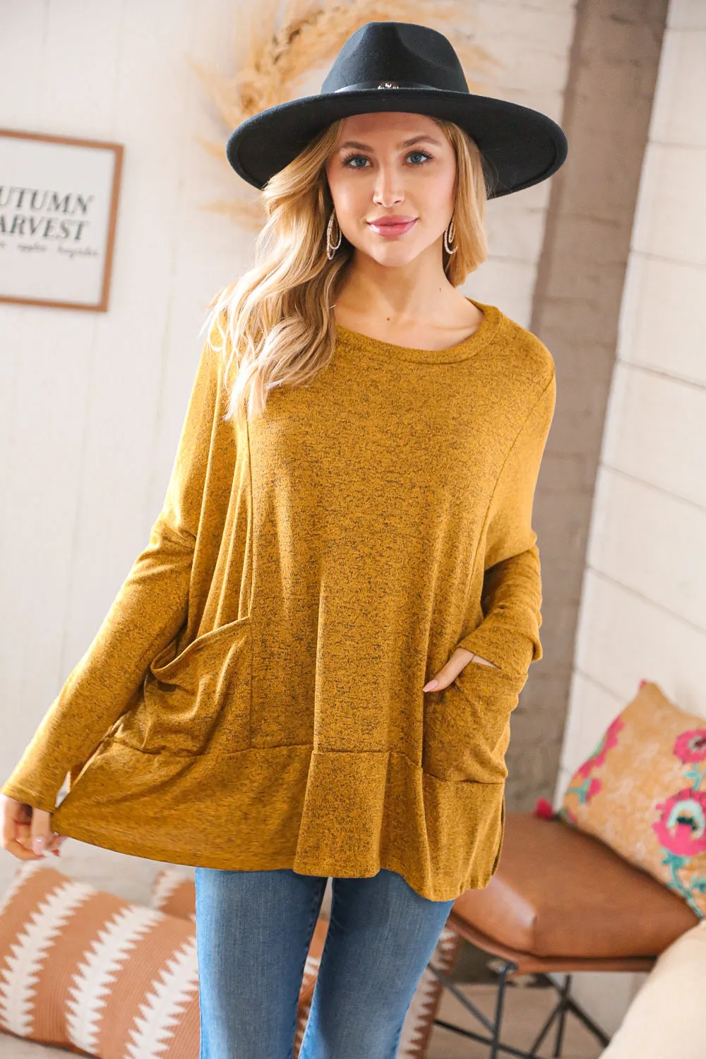 Butterscotch Hacci Two Tone Dolman Sweater Top