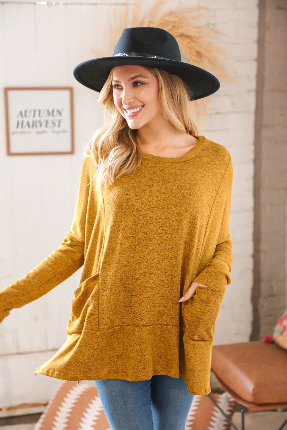 Butterscotch Hacci Two Tone Dolman Sweater Top