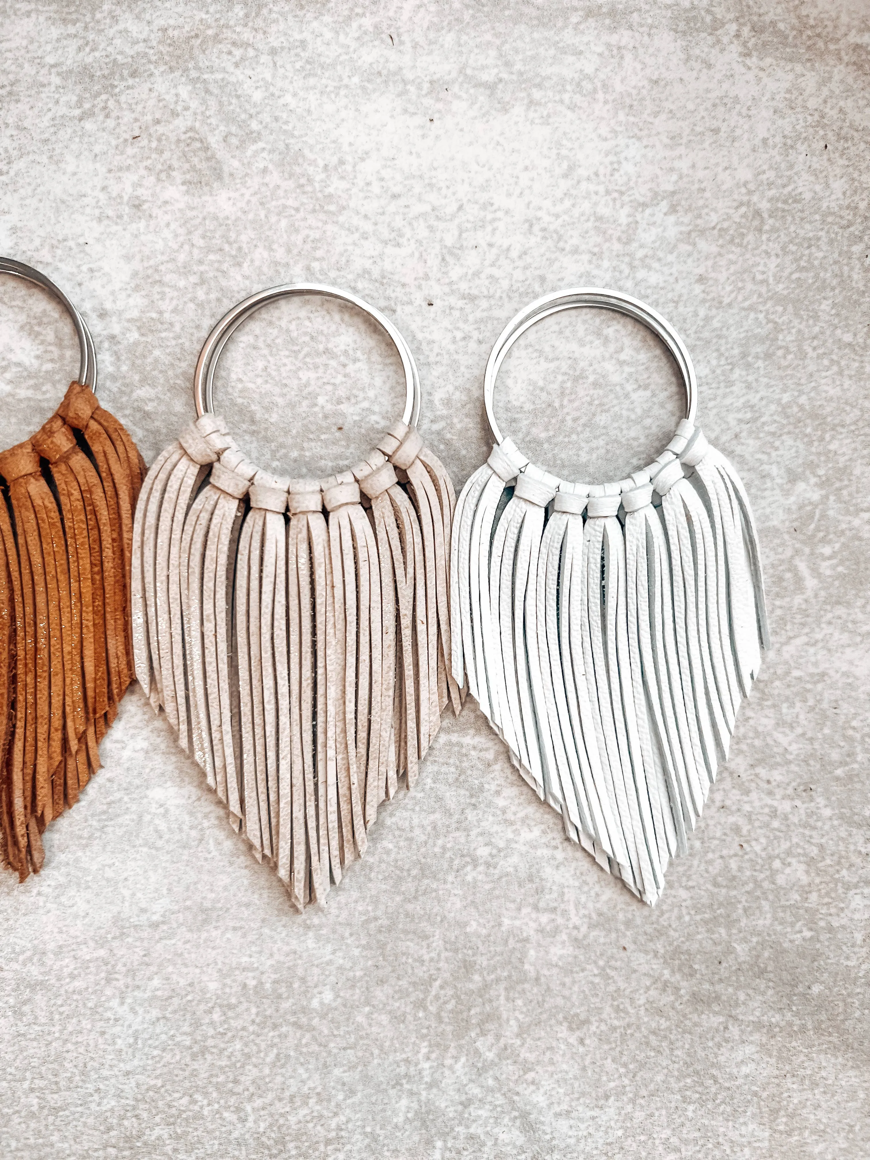 Camel Fringed in Faith Cascade Fringe Hoops Earrings