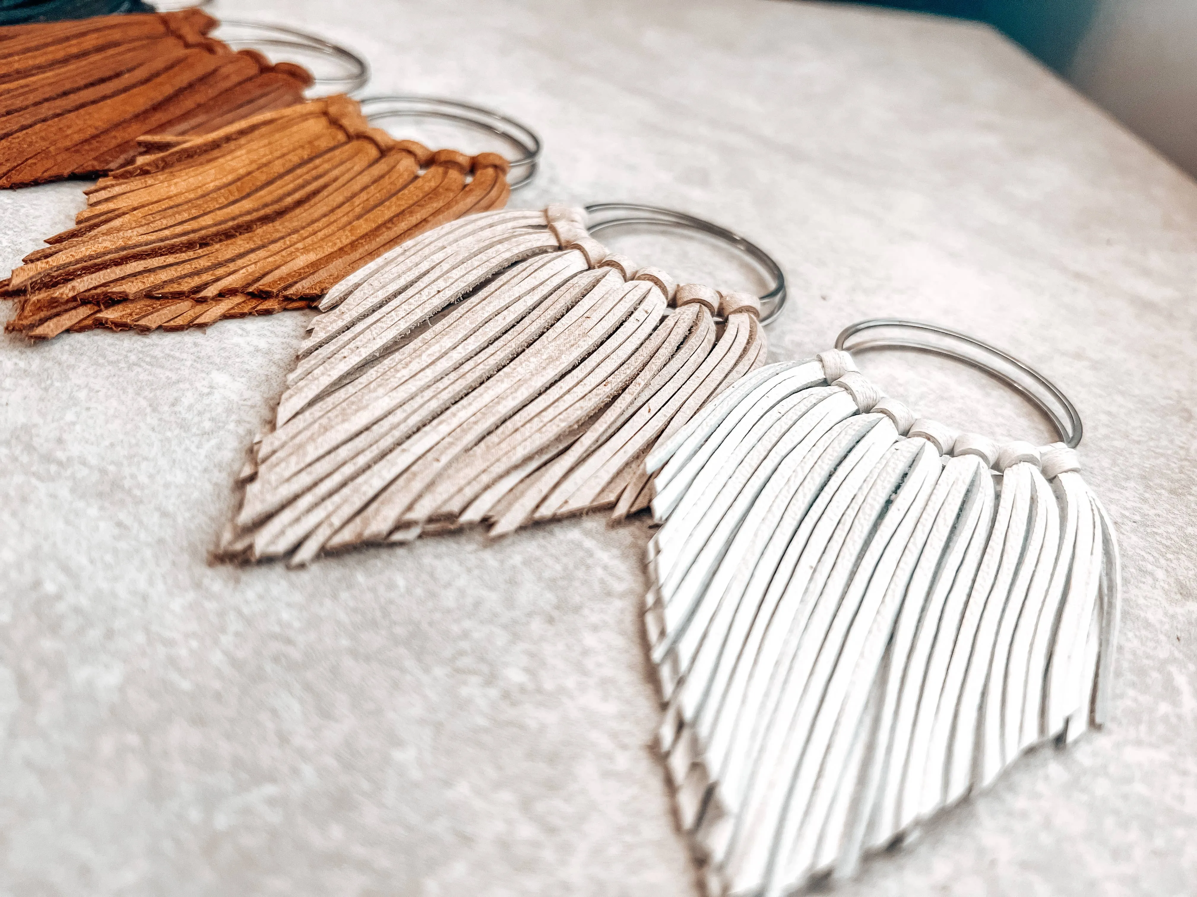 Camel Fringed in Faith Cascade Fringe Hoops Earrings