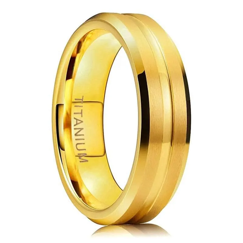 Centre Groove Titanium Men's Wedding Band