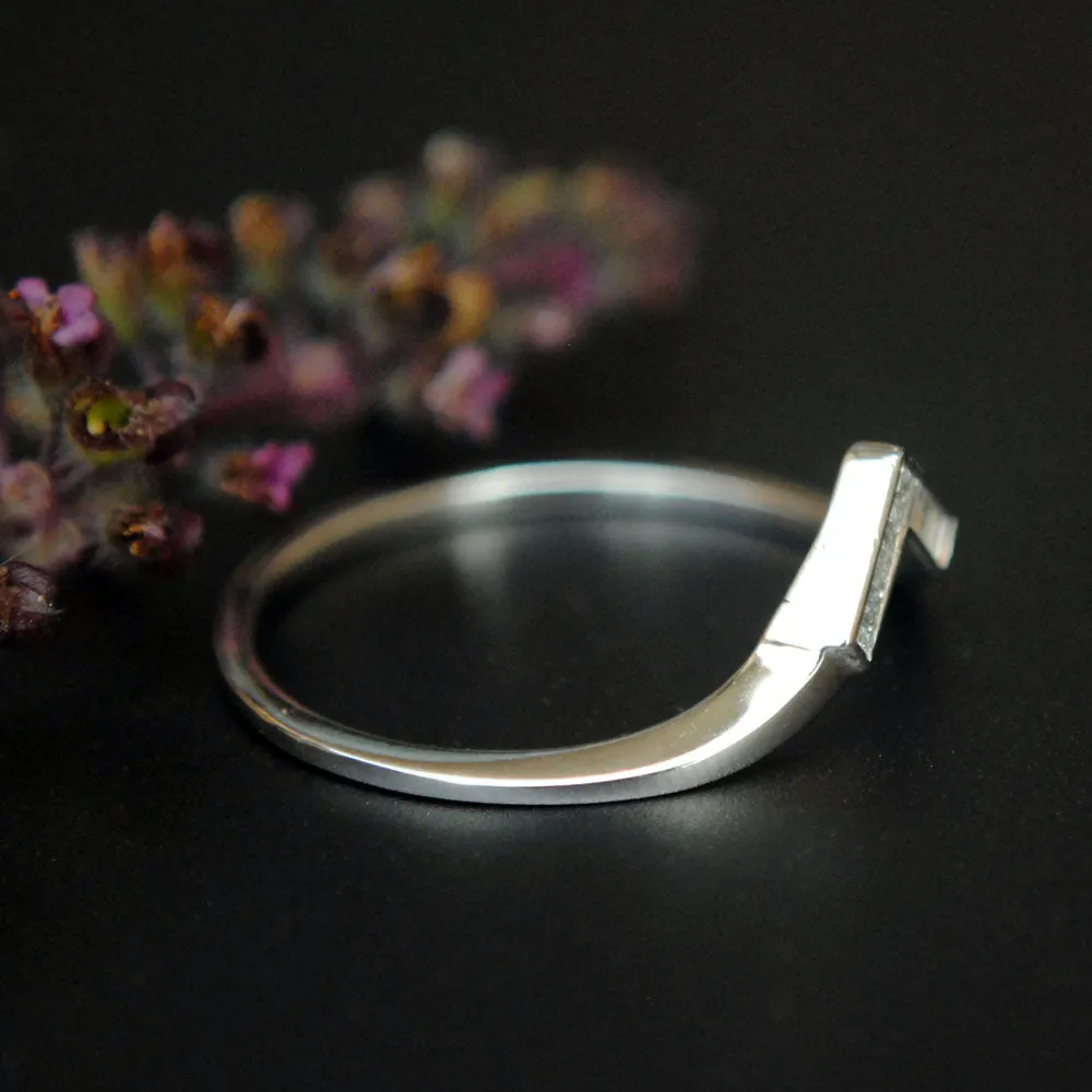 Channel Set Baguette and Princess Diamond Art Deco V Ring