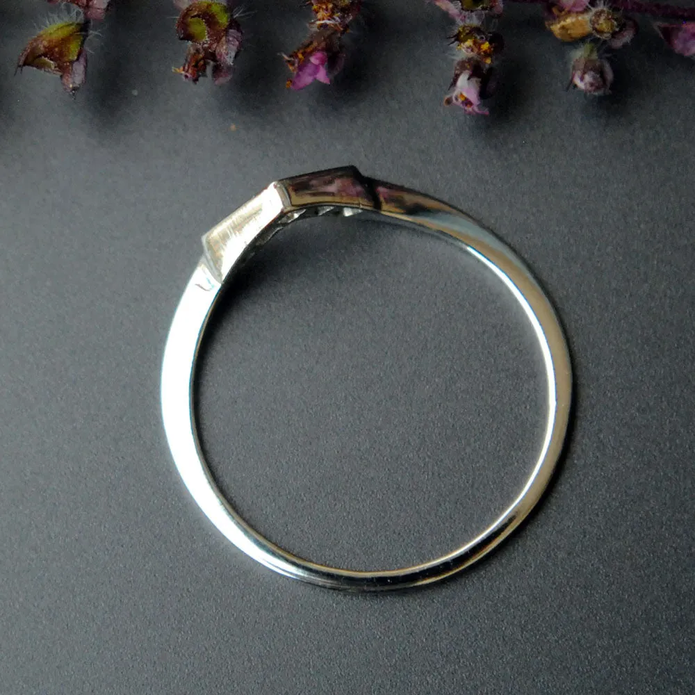Channel Set Baguette and Princess Diamond Art Deco V Ring