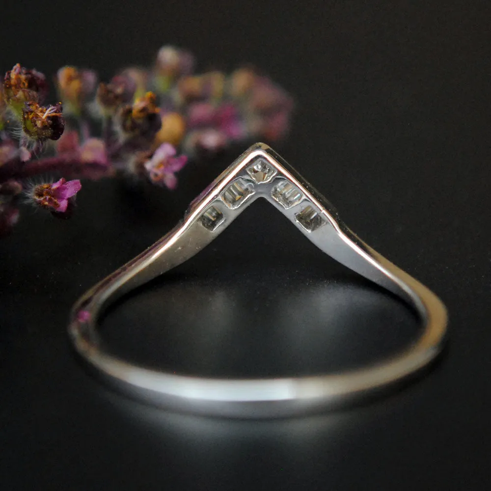 Channel Set Baguette and Princess Diamond Art Deco V Ring