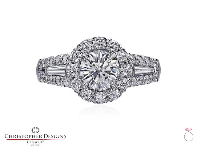 Christopher Designs Fancy Halo Diamond Engagement Ring 56R-RD100