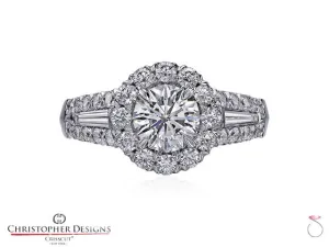 Christopher Designs Fancy Halo Diamond Engagement Ring 56R-RD100