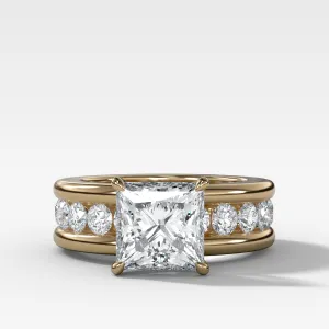 Chunky Channel Set Engagement Ring with Princess Cut Diamond