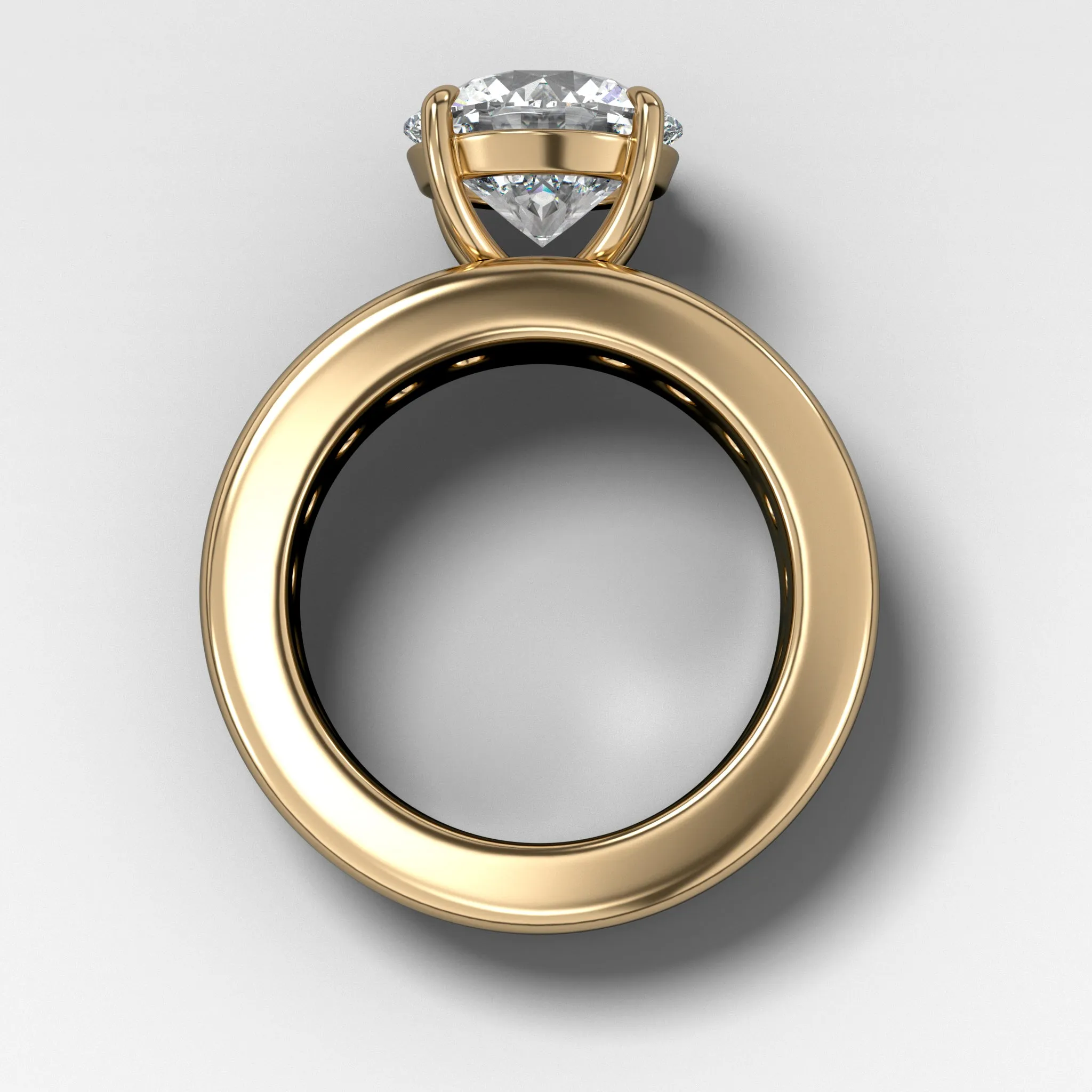 Chunky Channel Set Engagement Ring with Round Cut Diamond