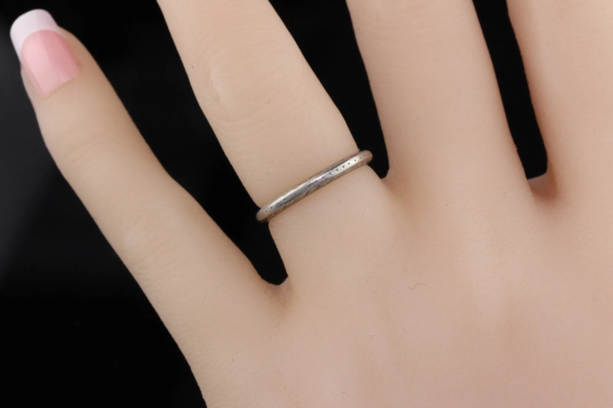 Circa 1924 - Antique Art Deco Platinum Hand Engraved Wedding Band