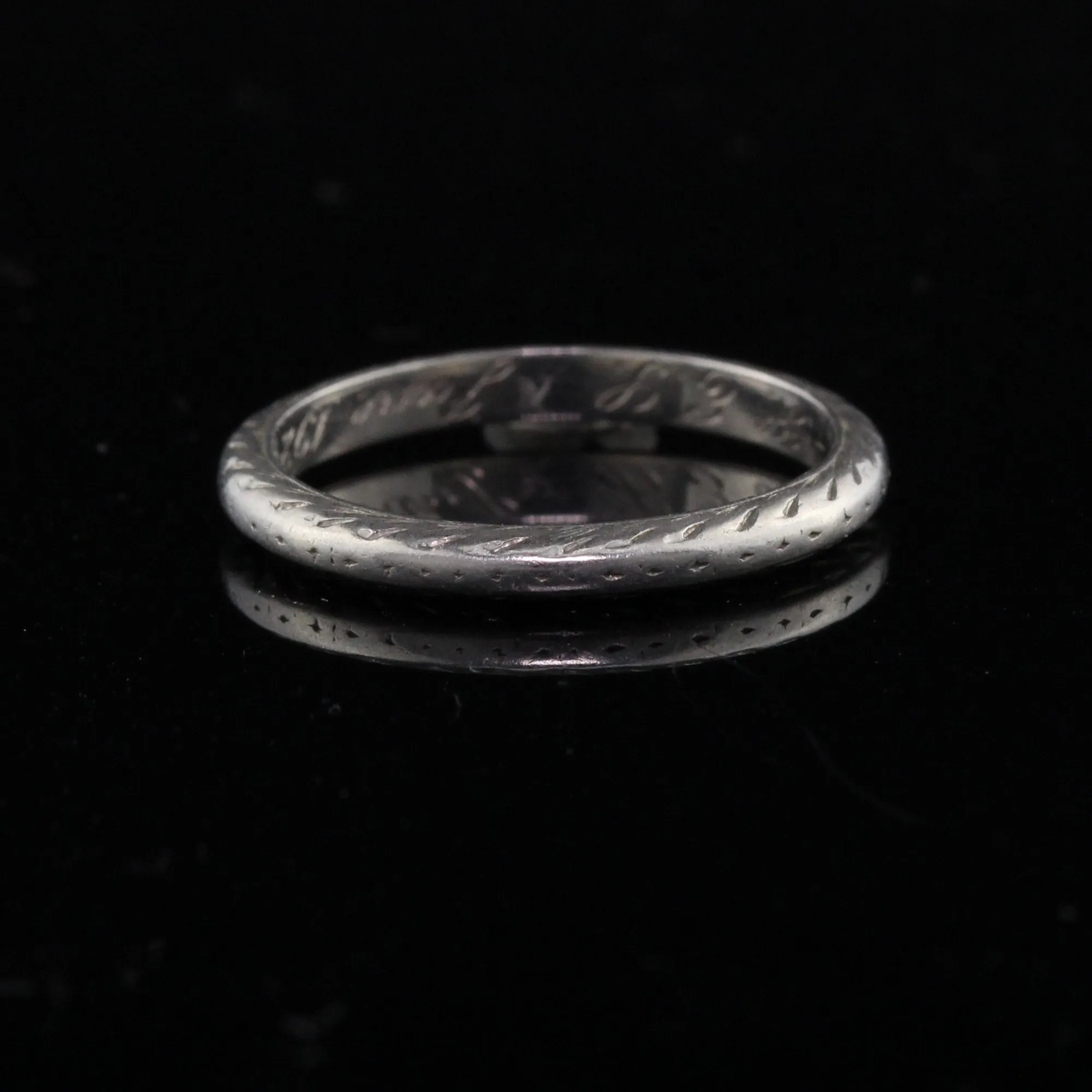 Circa 1924 - Antique Art Deco Platinum Hand Engraved Wedding Band