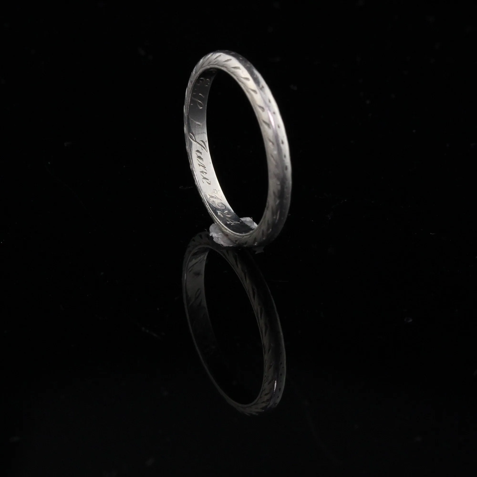 Circa 1924 - Antique Art Deco Platinum Hand Engraved Wedding Band