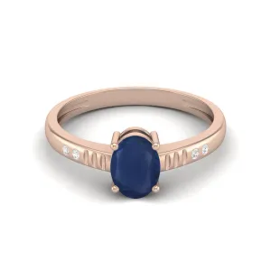 Classic Blue Sapphire Solitaire Engagement Ring 925 Sterling Silver Promise Ring For Her