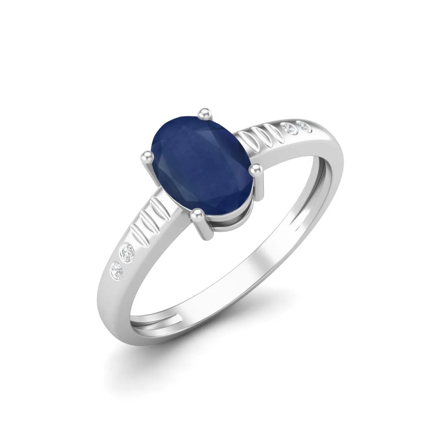 Classic Blue Sapphire Solitaire Engagement Ring 925 Sterling Silver Promise Ring For Her