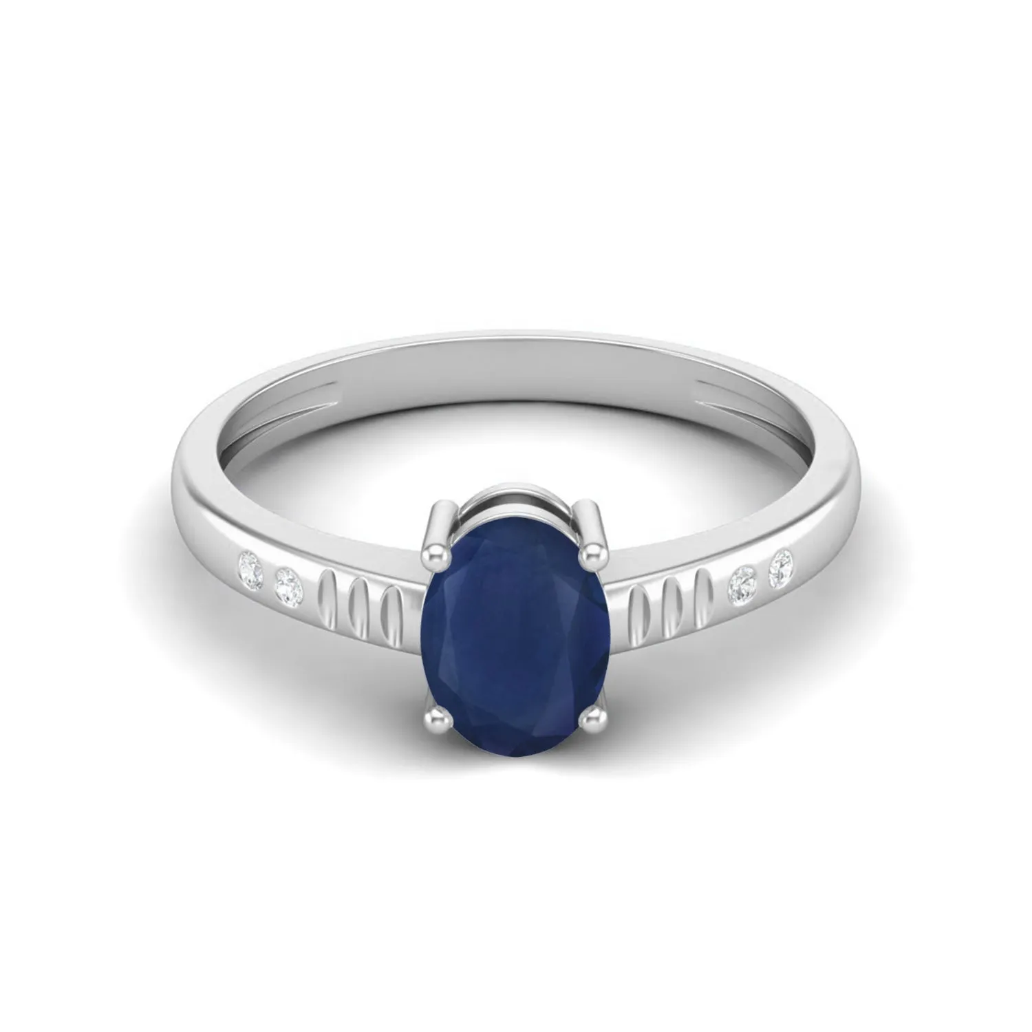 Classic Blue Sapphire Solitaire Engagement Ring 925 Sterling Silver Promise Ring For Her