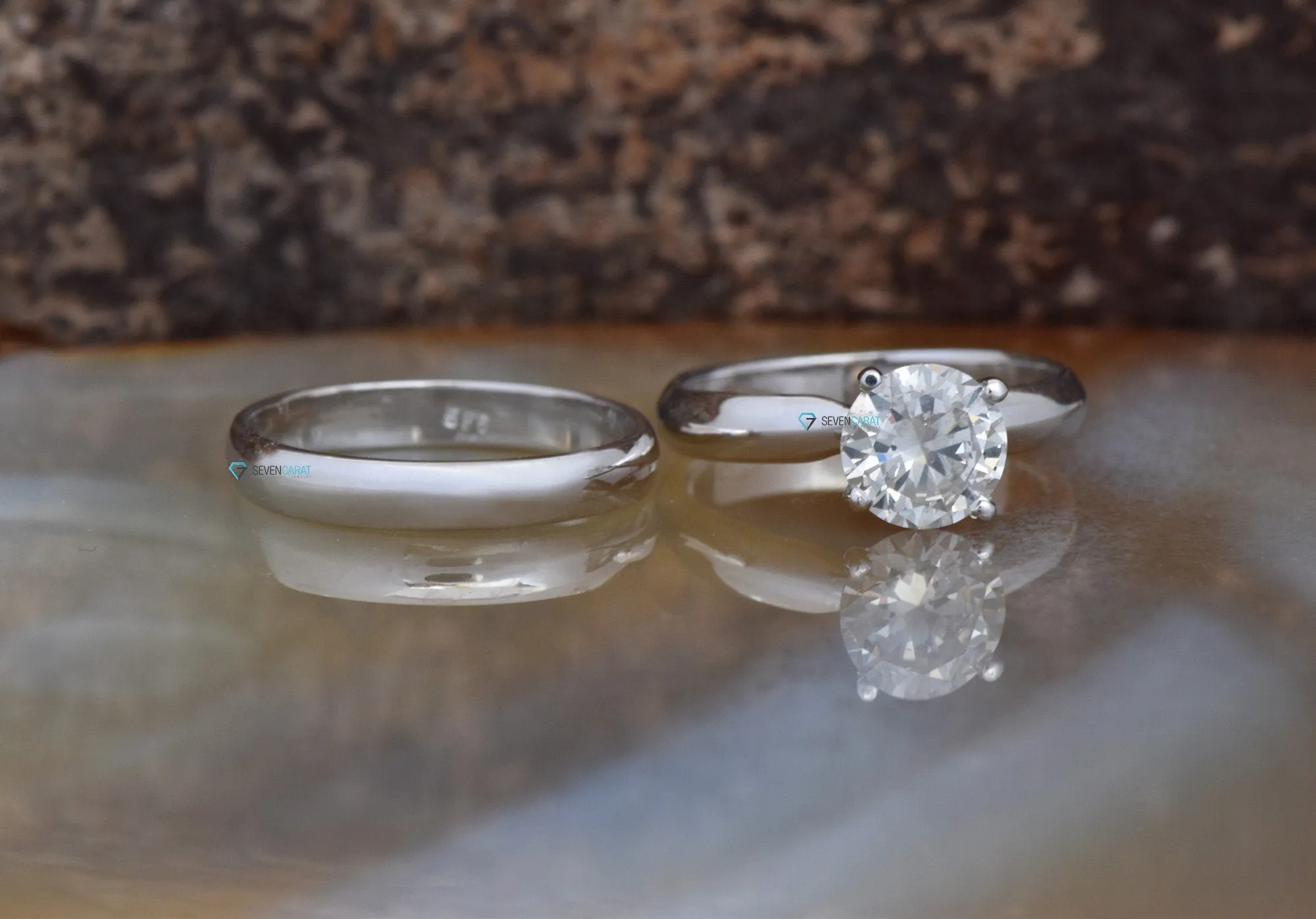 Classic wedding ring-Bridal set rings white gold-Estate diamond ring set-Promise ring-Art deco wedding ring set-4 prong solitaire ring