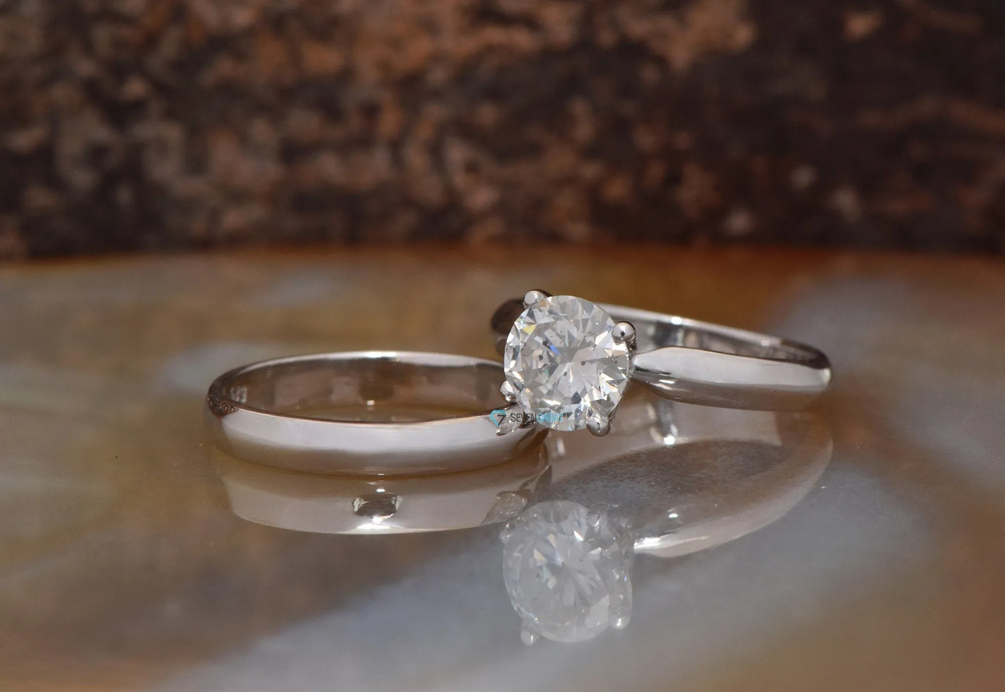 Classic wedding ring-Bridal set rings white gold-Estate diamond ring set-Promise ring-Art deco wedding ring set-4 prong solitaire ring