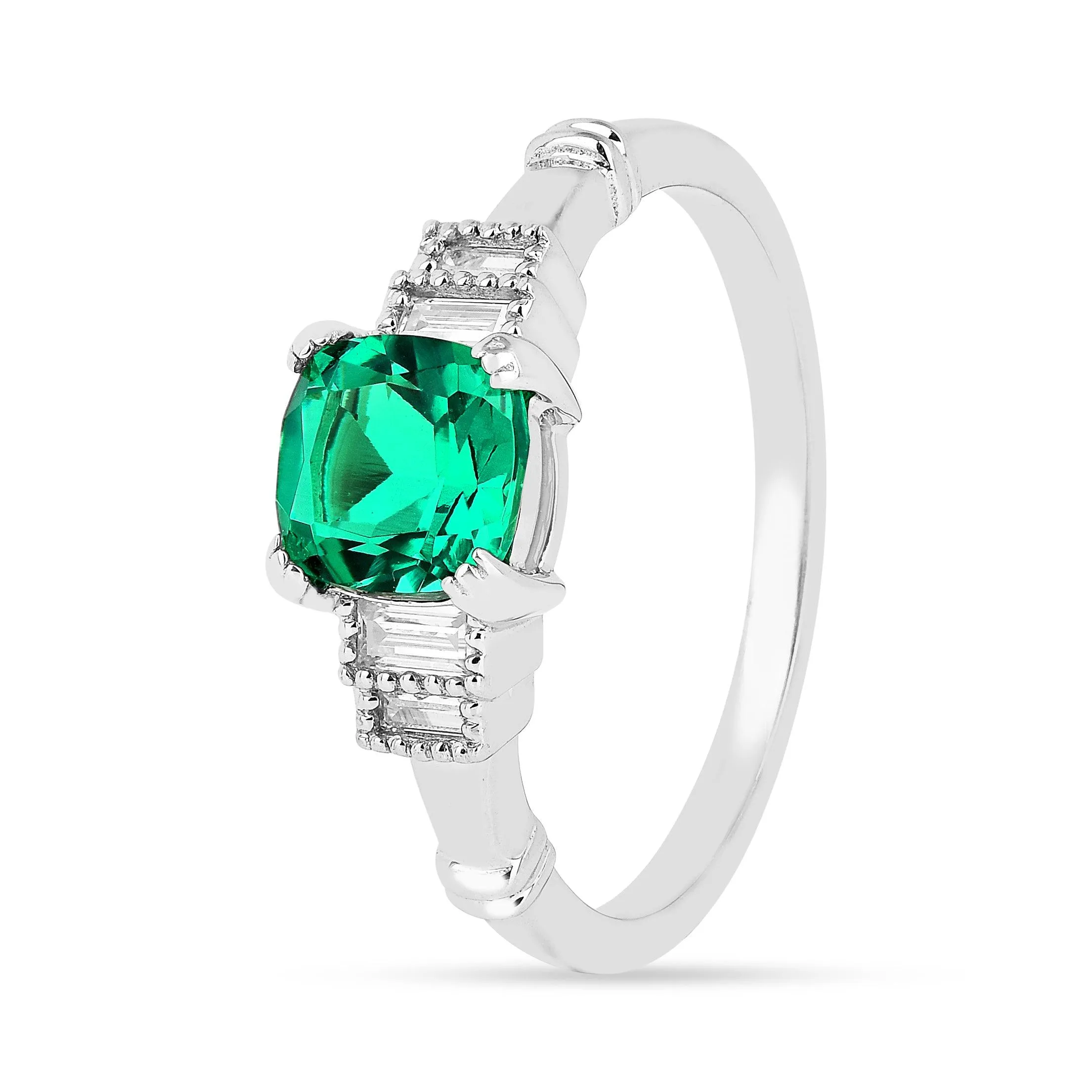 Colombian Created Emerald Five Stone Ring