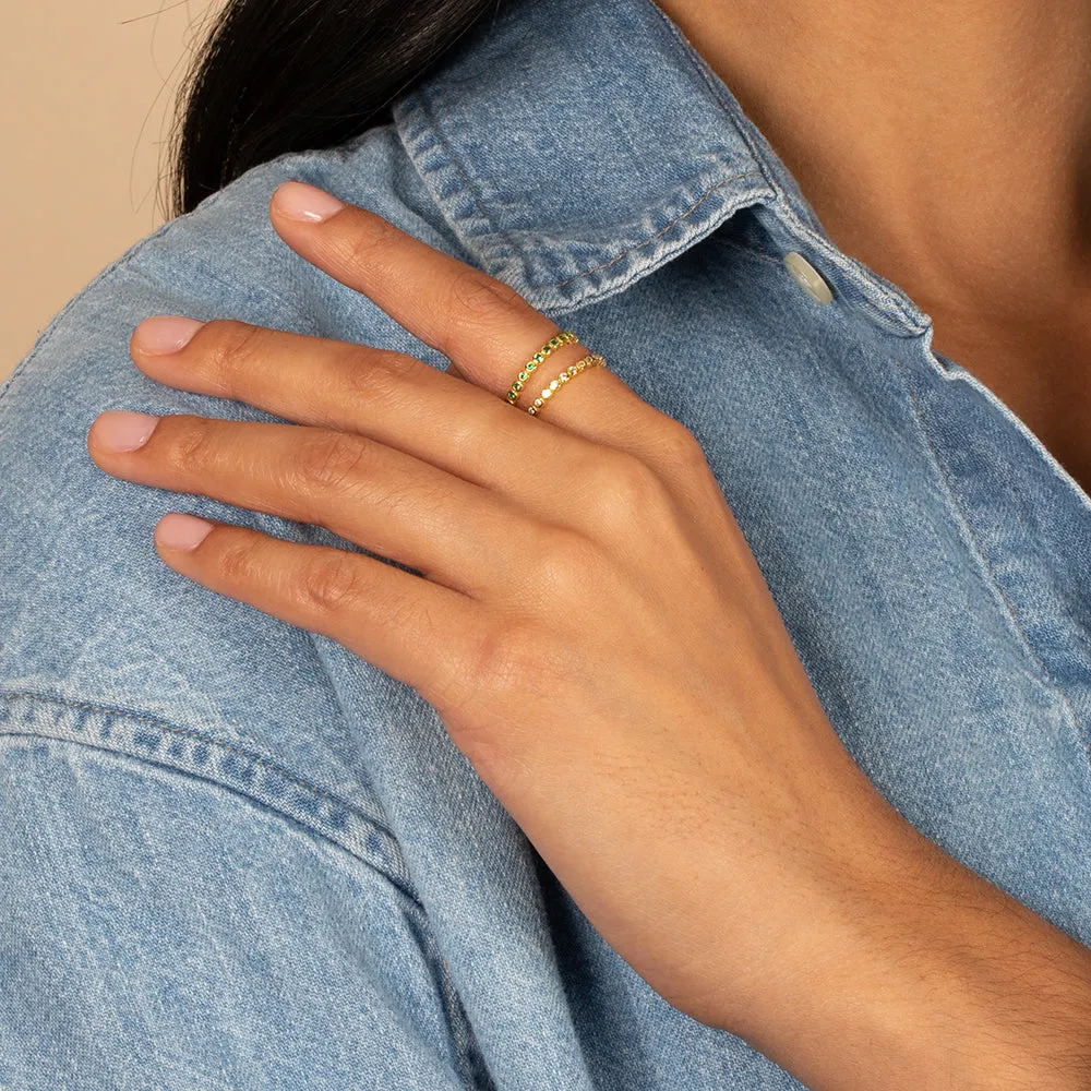 Colored Thin Bezel CZ Ring