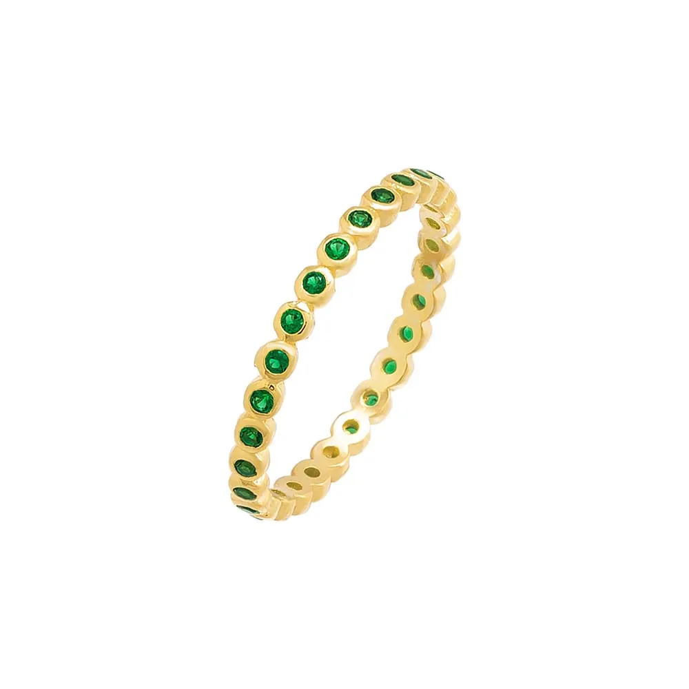 Colored Thin Bezel CZ Ring