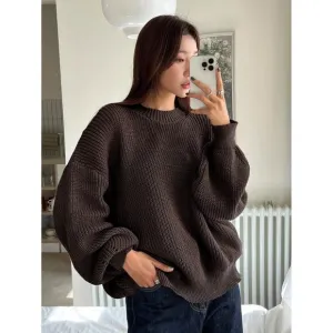 Crew neck knit sweater oversized