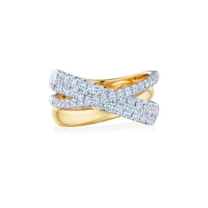 Crossover Ring with Diamonds